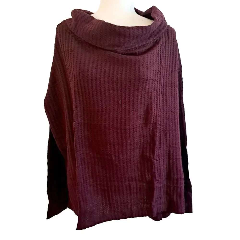 Free People Split Back Oversized Cowl Neck Thermal Top